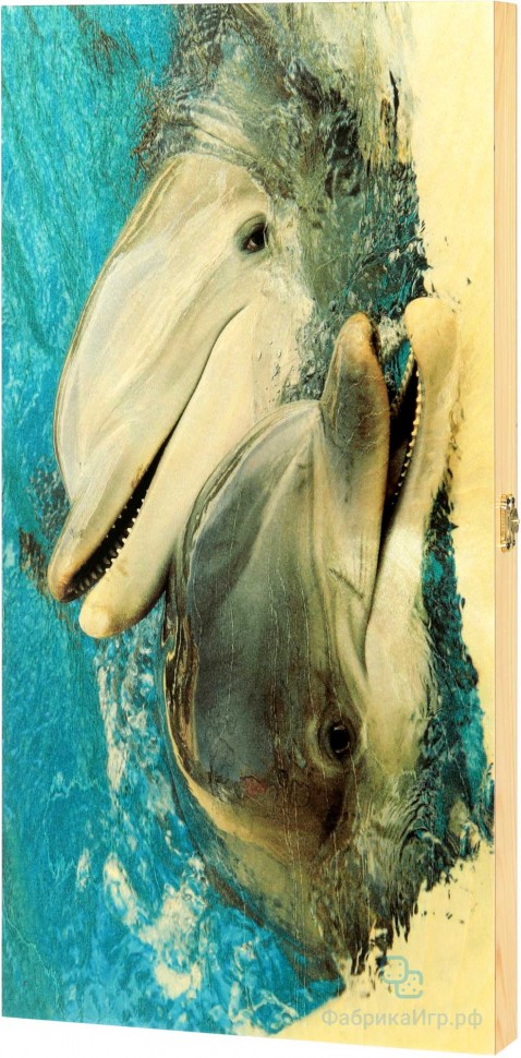 Деревянные нарды "Дельфины" (48x48см)