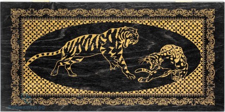 Деревянные нарды &quot;Тигры&quot; чёрно-золотистые (48x48см)