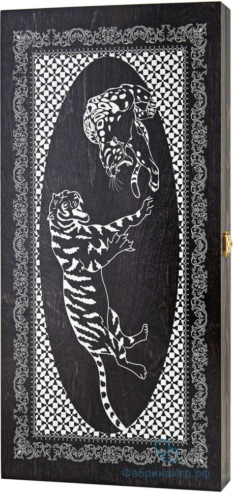 Деревянные нарды "Тигры" чёрно-серебристые (48x48см)