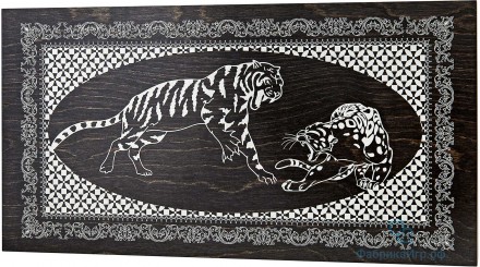 Деревянные нарды &quot;Тигры&quot; чёрно-серебристые (48x48см)