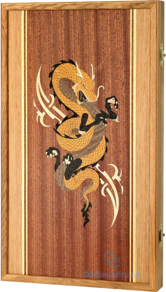 Деревянные нарды "Дракон" дуб маркетри (50x57см)