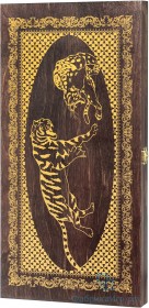 Деревянные нарды &quot;Тигры&quot; коричнево-золотистые (48x48см)