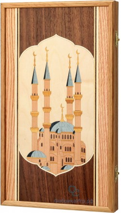 Деревянные нарды &quot;Мечеть&quot; дуб маркетри (50x57см)