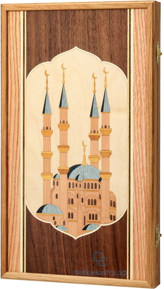 Деревянные нарды "Мечеть" дуб маркетри (50x57см)
