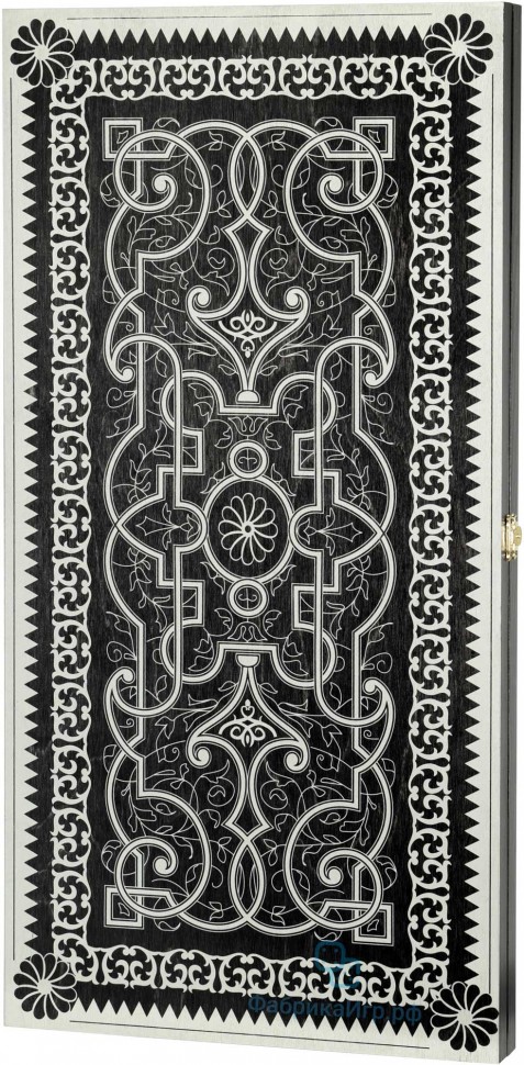 Деревянные нарды "Орнамент" чёрно-серебристые (60x60см)