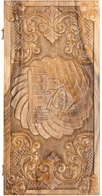 Деревянные резные нарды "Церковь" мастер Давид Мхитарян (60x70см)