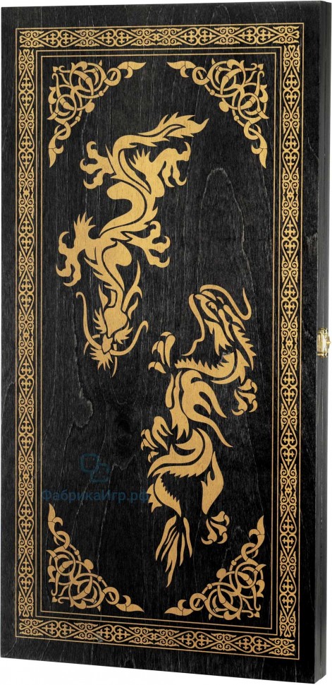 Деревянные нарды "Драконы" чёрно-золотистые (60x60см)