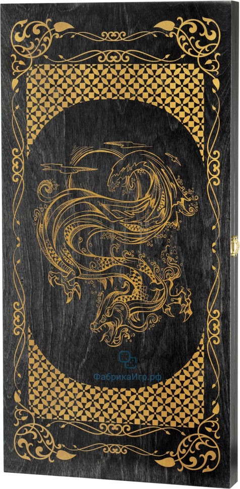 Деревянные нарды "Водный дракон" чёрно-золотистые (60x60см)