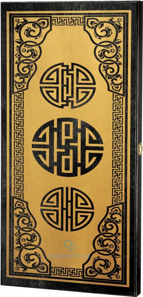 Деревянные нарды "Китайский орнамент" чёрно-золотистые (60x60см)