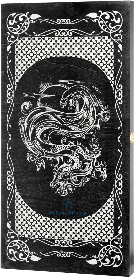 Деревянные нарды "Водный дракон" чёрно-серебристые (60x60см)