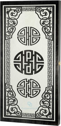 Деревянные нарды &quot;Китайский орнамент&quot; чёрно-серебристые (60x60см)
