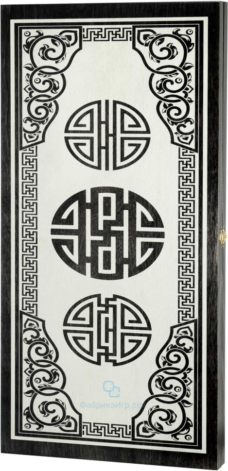 Деревянные нарды "Китайский орнамент" чёрно-серебристые (60x60см)