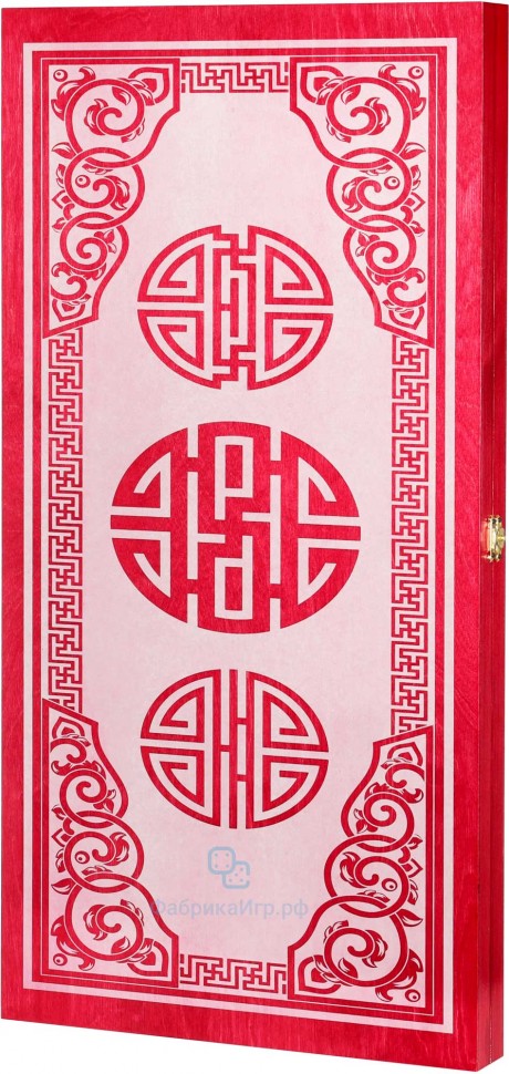 Деревянные нарды "Китайский орнамент" малиновые (60x60см)